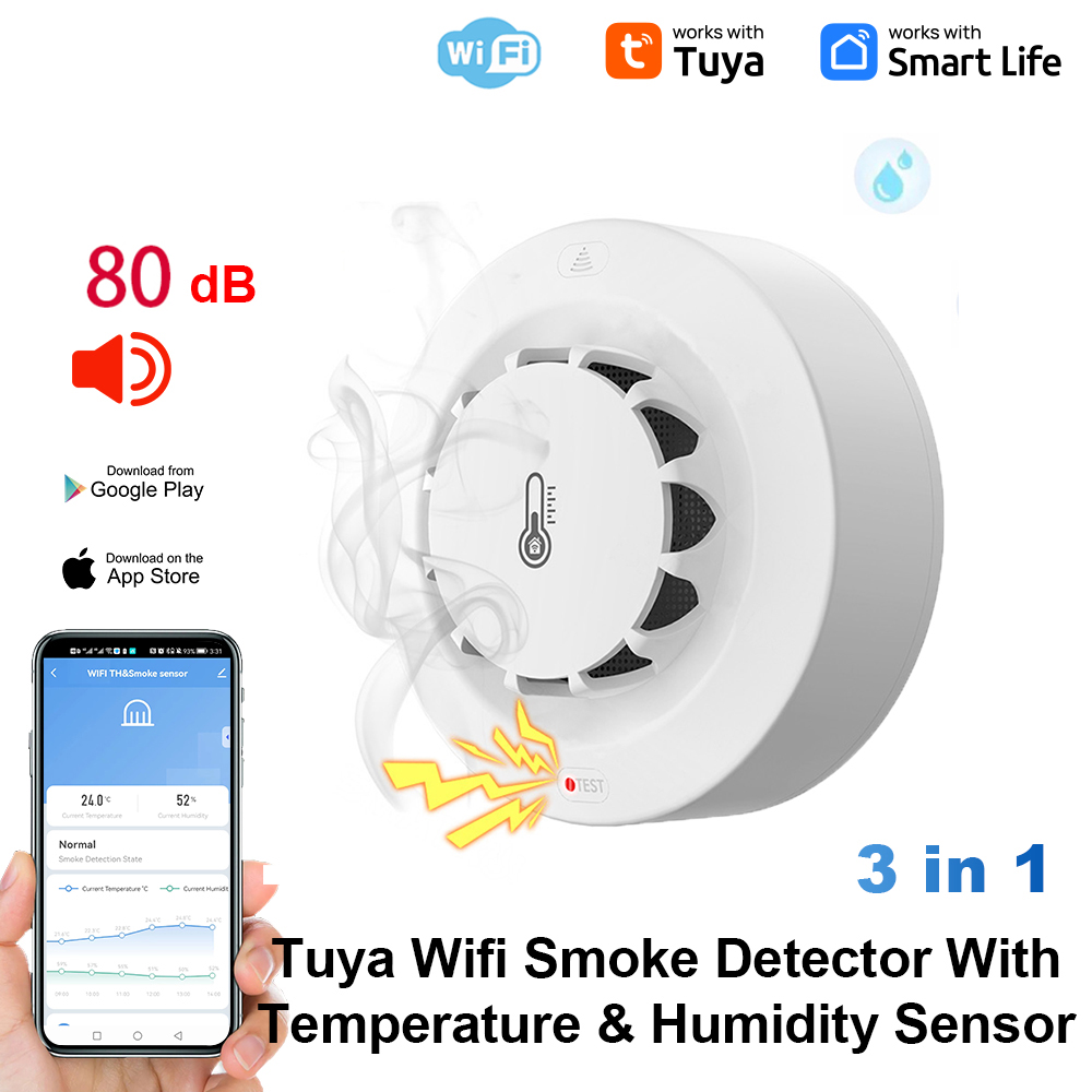 Smart Smoke Detector - Tuya WiFi Temperature and Humidity Sensor